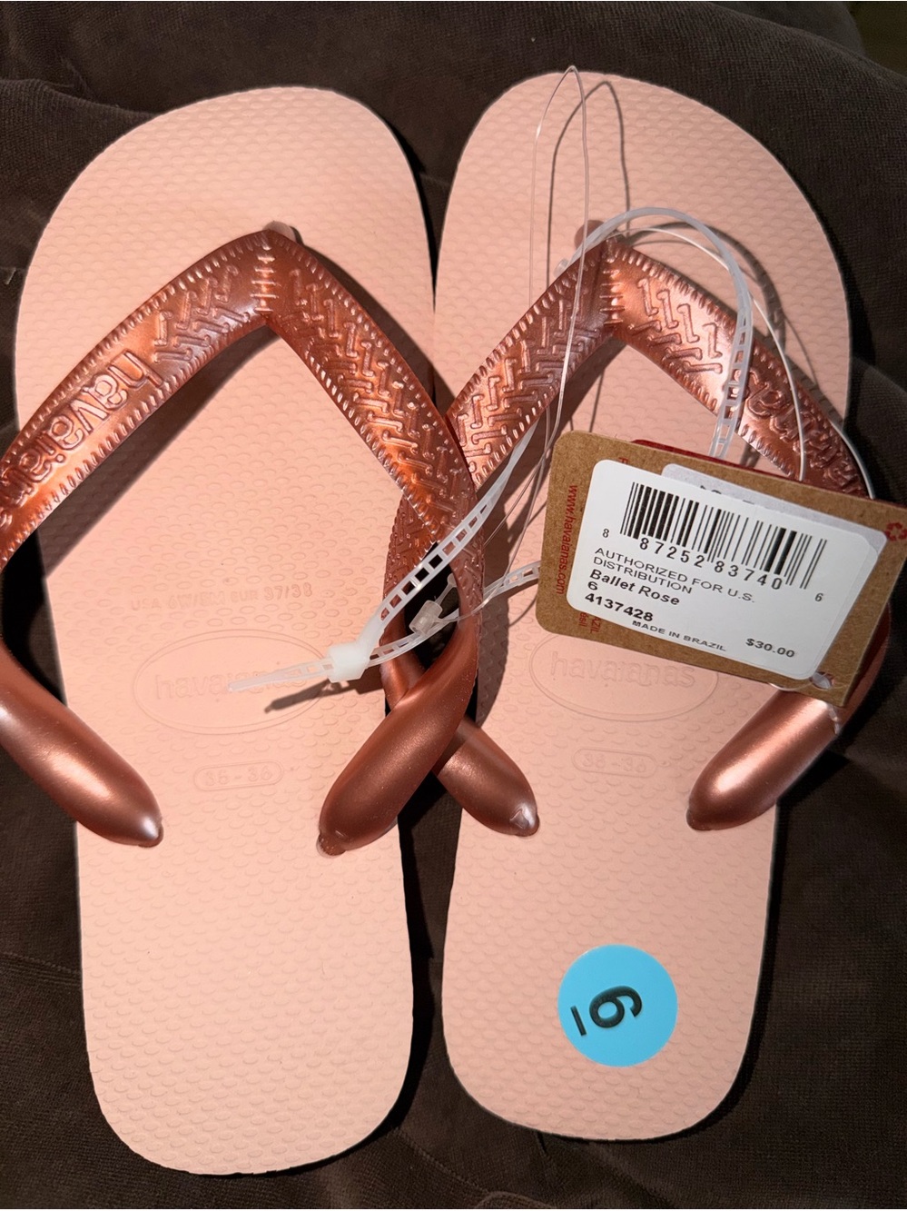 Woman Havaianas Ballet  Rose Pink Flip Flops size 6 NWT